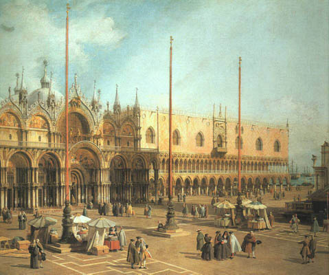 Venise, la place Saint-Marc. Peinture de Canaletto (Giovanni Antonio Canal, dit) 1697-1768.